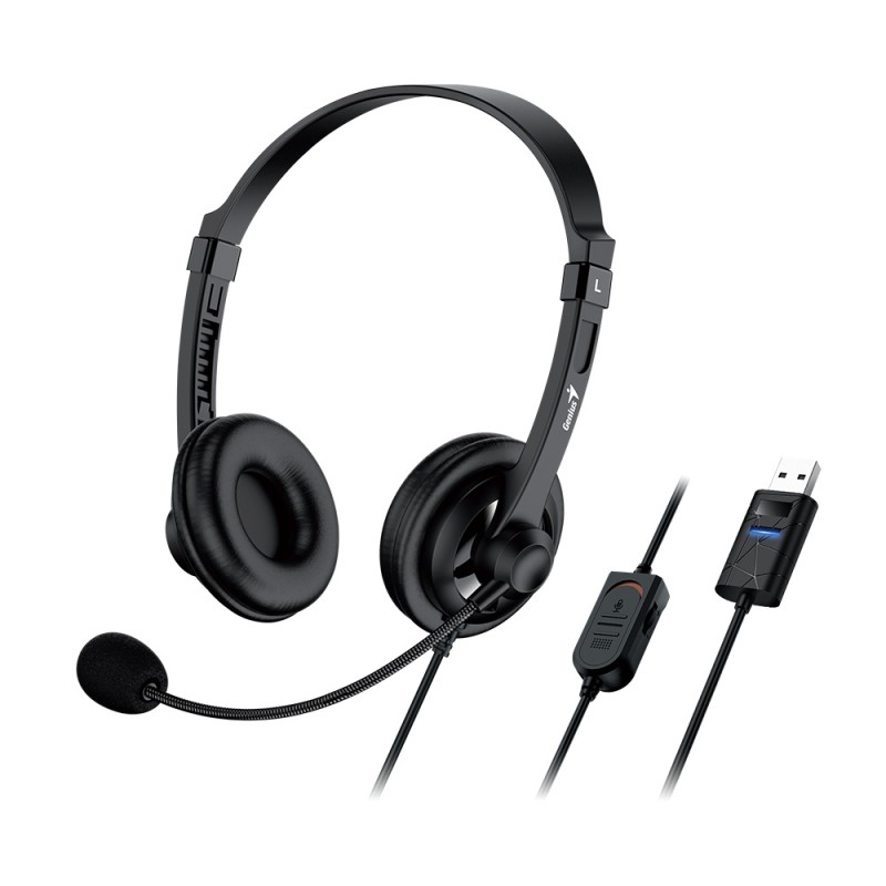 Genius HS-230U Headset - USB-A Inline Control Soft Ear Cups (Boxed) — Buy in Cyprus with Fast Delivery
