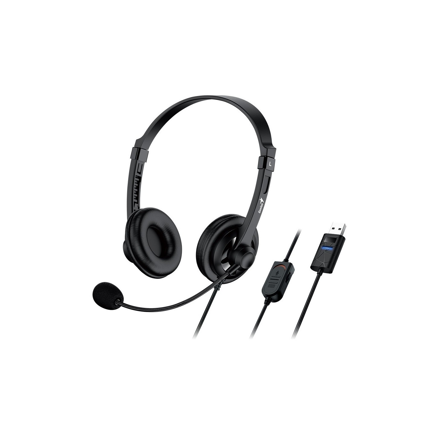 Genius HS-230U Headset - USB-A Inline Control Soft Ear Cups (Boxed) — Buy in Cyprus with Fast Delivery