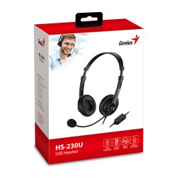 Genius HS-230U Headset - USB-A Inline Control Soft Ear Cups (Boxed) — Buy in Cyprus with Fast Delivery