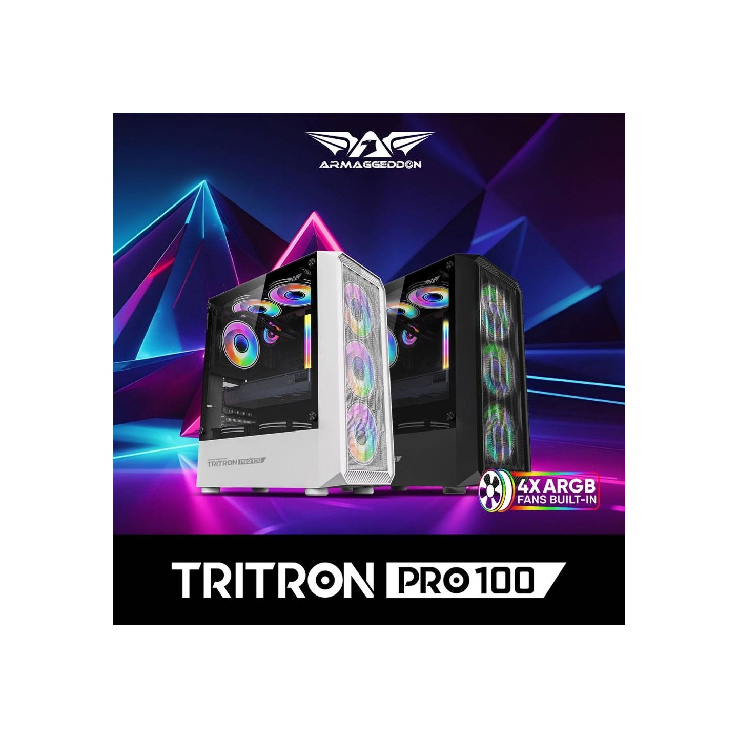 Armaggeddon Tritron Pro 100 ATX 4xARGB Black (Boxed) — Buy in Cyprus with Fast Delivery