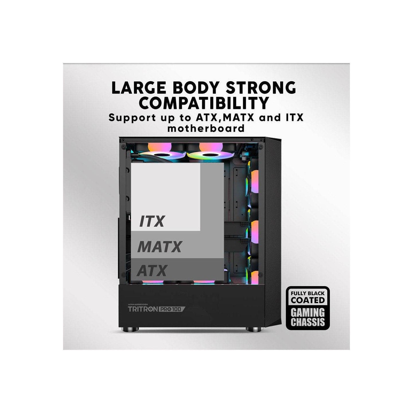 Armaggeddon Tritron Pro 100 ATX 4xARGB Black (Boxed) — Buy in Cyprus with Fast Delivery