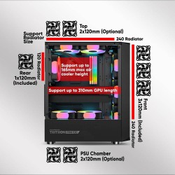 Buy Armaggeddon Gaming Case - TRITRON PRO 100 - ATX 4xARGB Black in Cyprus, Nicosia, Limassol, Larnaka, Pafos