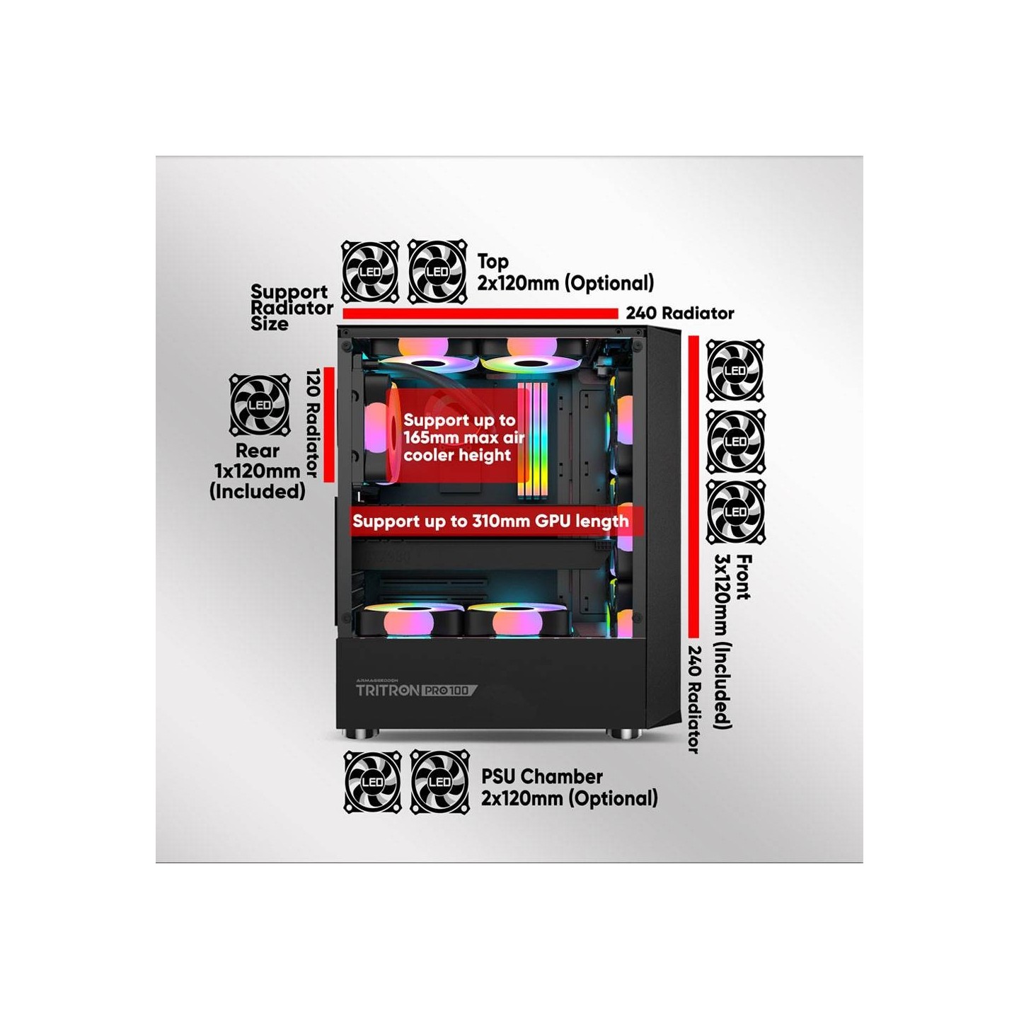 Armaggeddon Tritron Pro 100 ATX 4xARGB Black (Boxed) — Buy in Cyprus with Fast Delivery