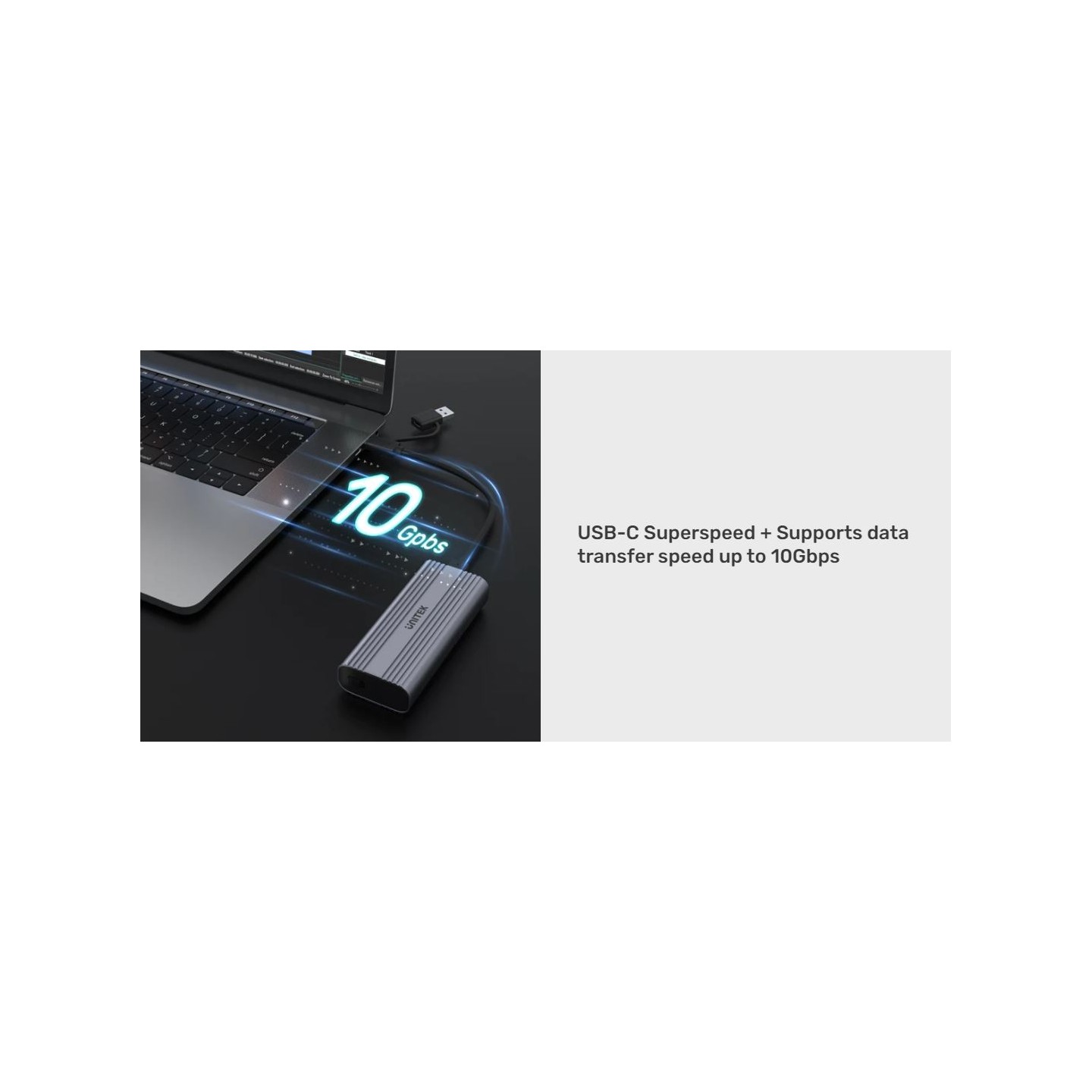 Unitek SolidForce Reefer USB-C 3.2 M.2 NVMe Alum Enclosure - S1225A - USB-C 3.2 M.2 NVMe Alum Enclosure