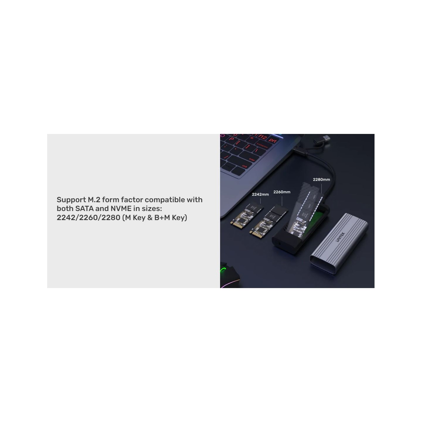 Unitek SolidForce Reefer USB-C 3.2 M.2 NVMe Alum Enclosure - S1225A - USB-C 3.2 M.2 NVMe Alum Enclosure