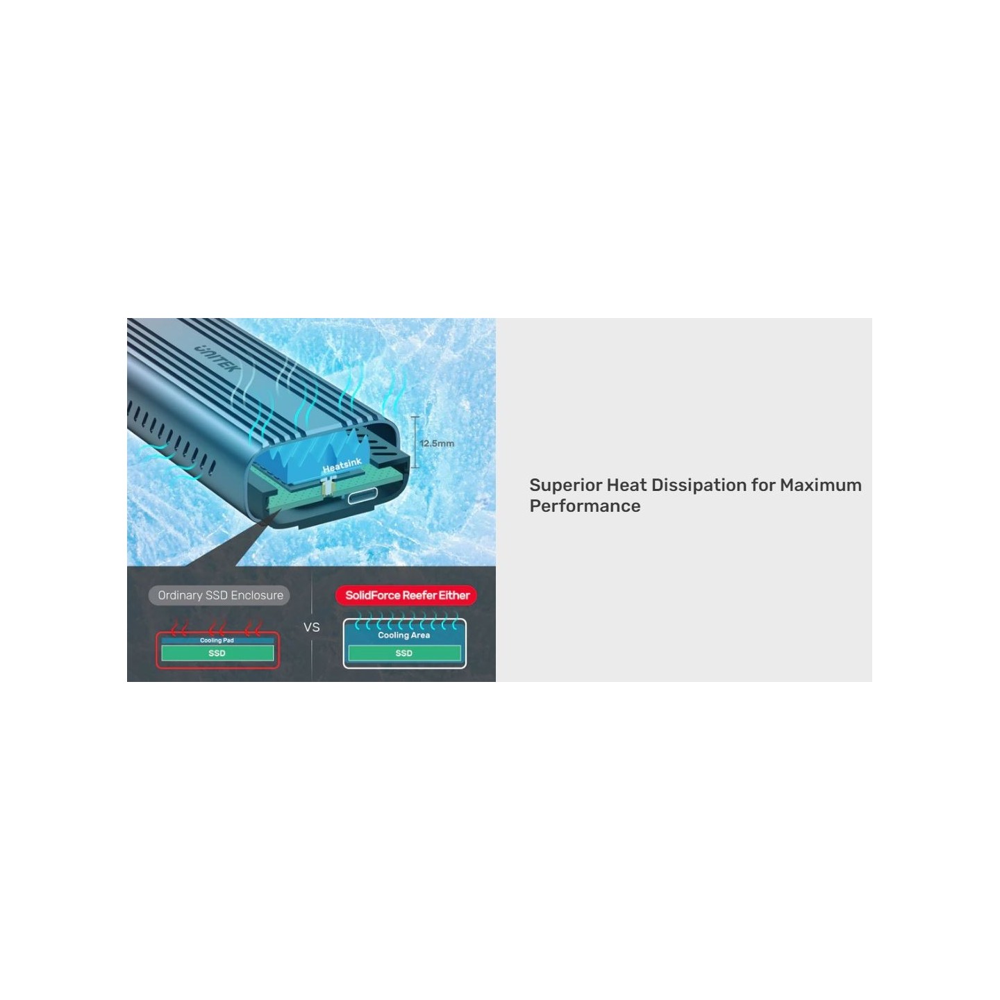 Unitek SolidForce Reefer USB-C 3.2 M.2 NVMe Alum Enclosure - S1225A - USB-C 3.2 M.2 NVMe Alum Enclosure