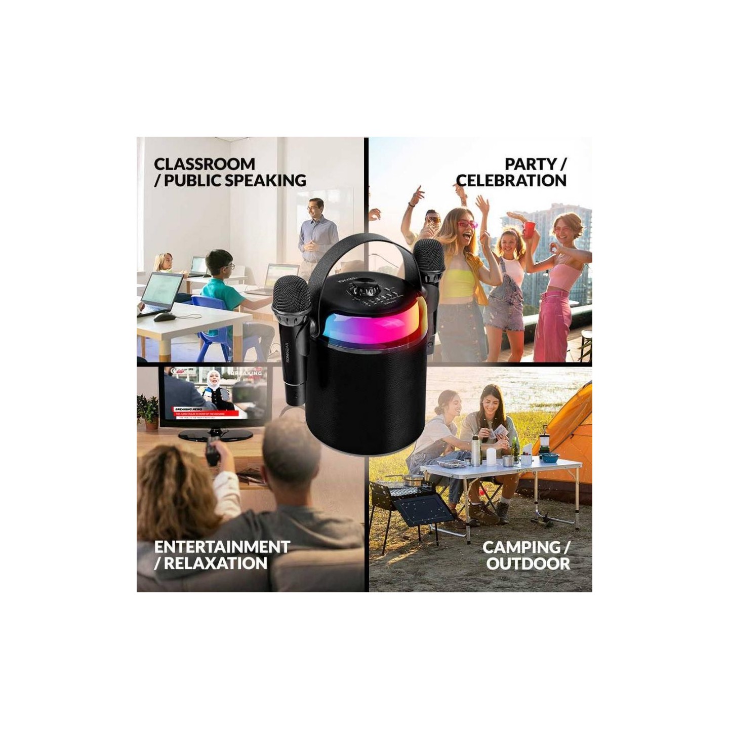 "SonicGear Portable Karaoke Kids Speaker BT Wireless Dual Mics iOX - K800 - Black" — Buy in Cyprus with Fast Delivery