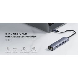 Cudy UH605 5-in-1 USB-C Hub Gigabit LAN 3x USB 3.2 - EAN 6971690794408 — Armenius Store Cyprus