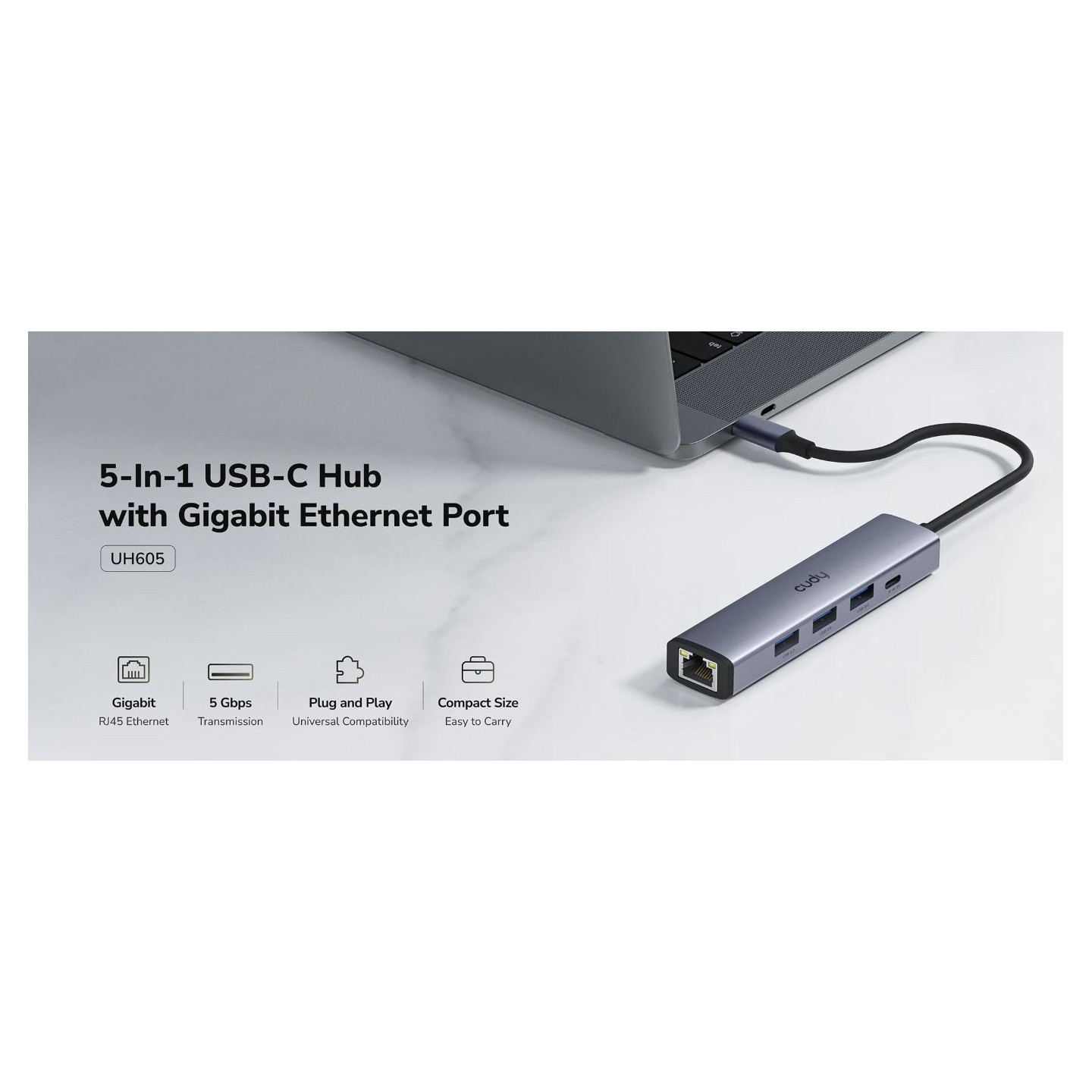 Cudy Hub - UH605 - USB-C 1xGigabit Lan 3xUSB-A 1xUSB-C — Buy in Cyprus with Fast Delivery