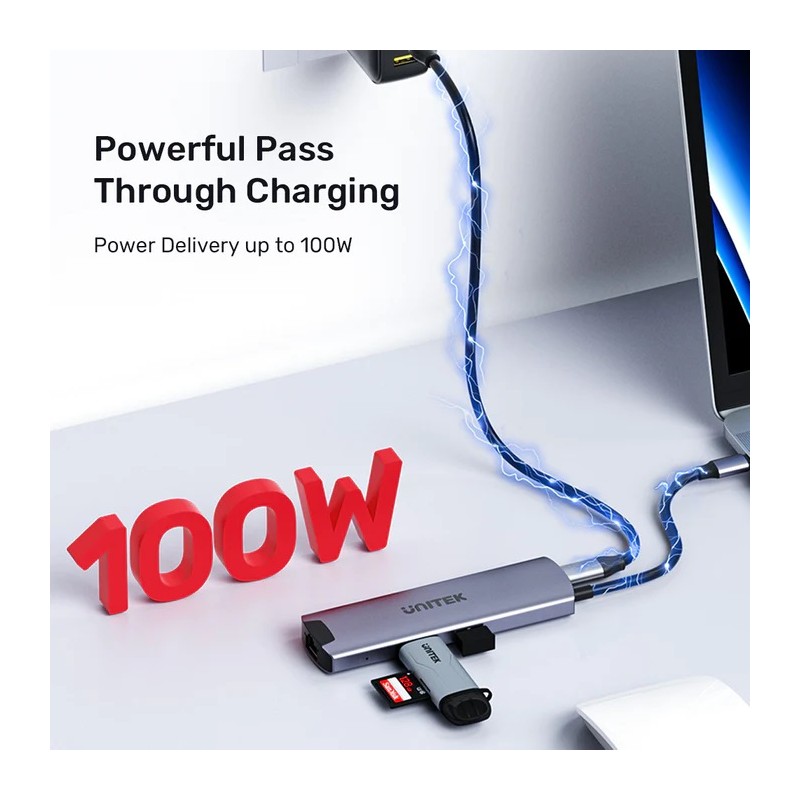 Buy Unitek USB-C Hub - H1112F - USB3.0 HDMI GB PD100W in Cyprus, Nicosia, Limassol, Larnaka, Pafos