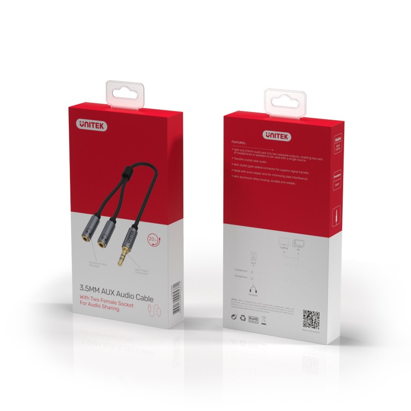 Buy Unitek Headphone Splitter Cable - Y-C956ABK - 3.5mm Headphone Splitter Cable... in Cyprus, Nicosia, Limassol, Larnaka, Pafos