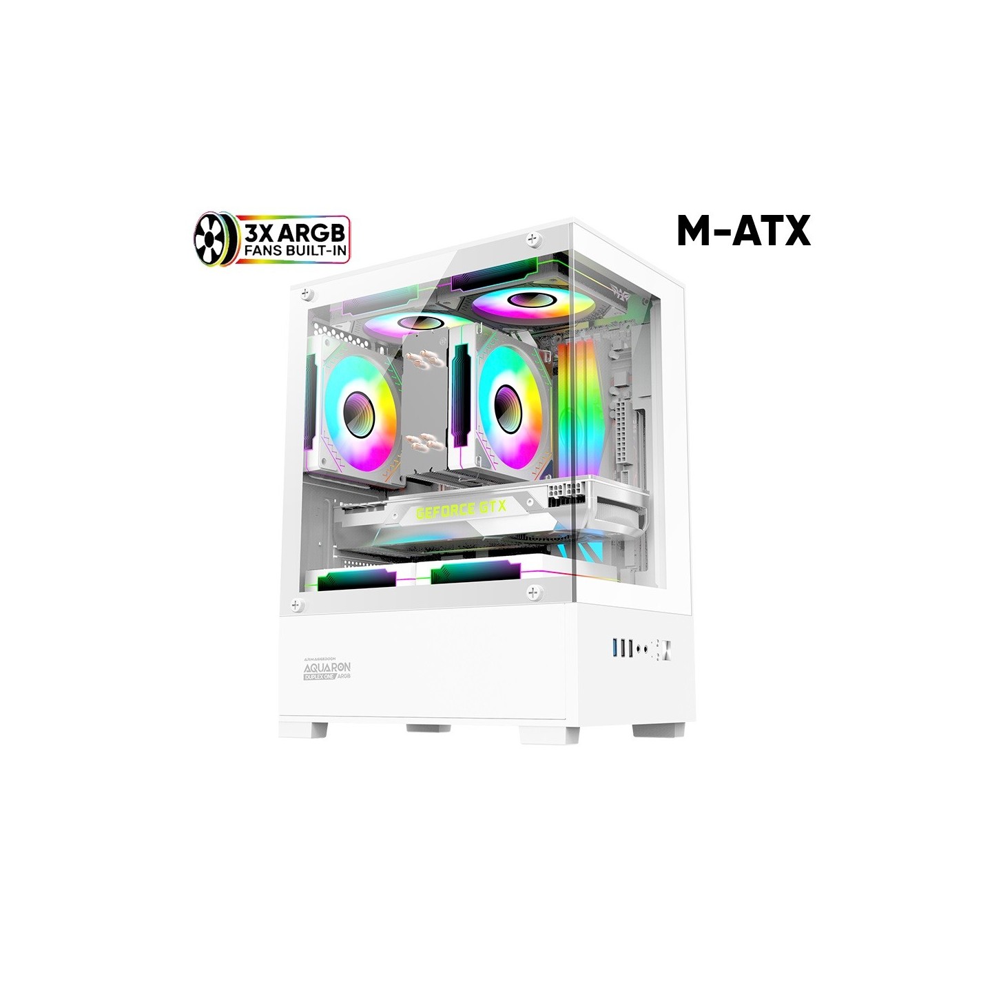 Armaggeddon Aquaron Duplex ONE White M-ATX +3xARGB (Boxed) — Buy in Cyprus with Fast Delivery