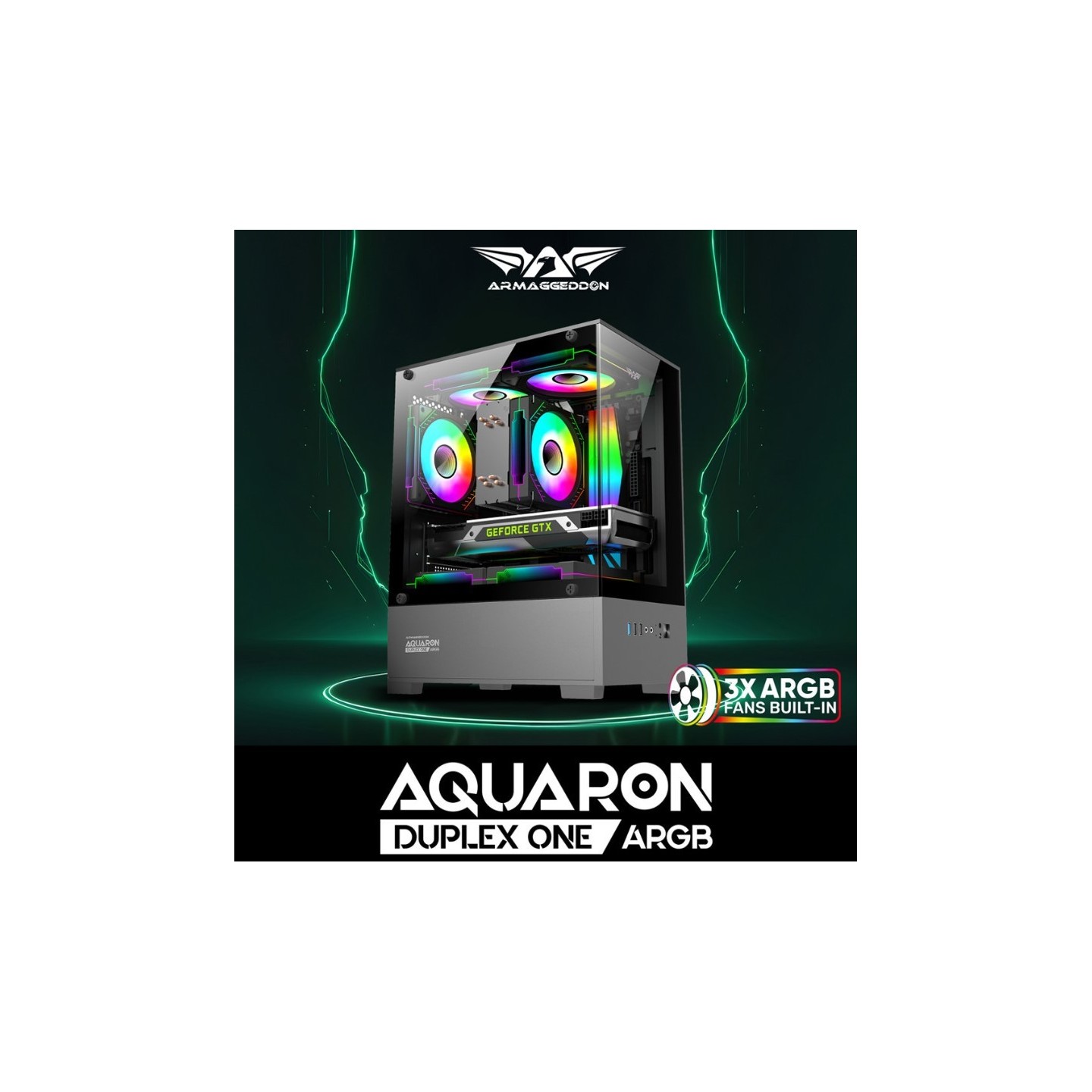 Armaggeddon Aquaron Duplex ONE White M-ATX +3xARGB (Boxed) — Buy in Cyprus with Fast Delivery