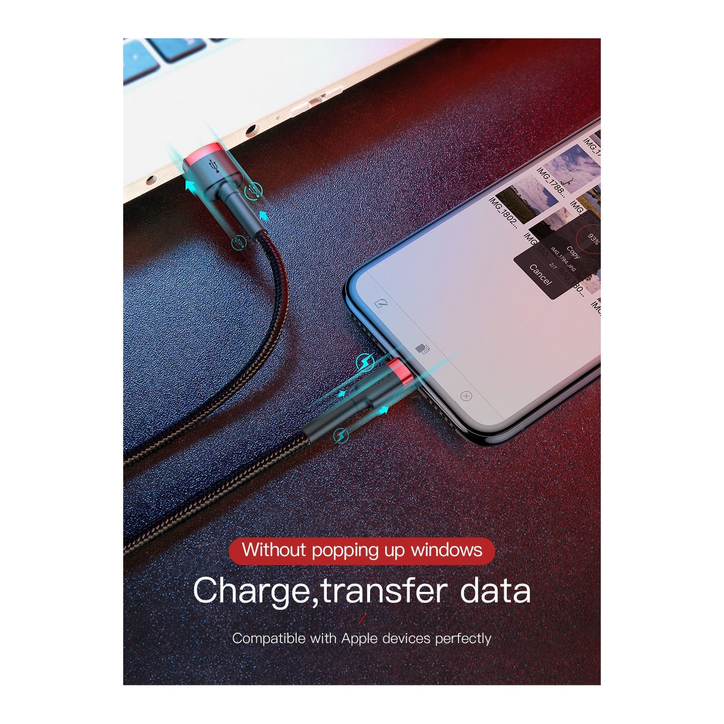 Baseus Cafule Braided Lightning Cable - 2.4A - 1.0m - Grey — Buy in Cyprus with Fast Delivery