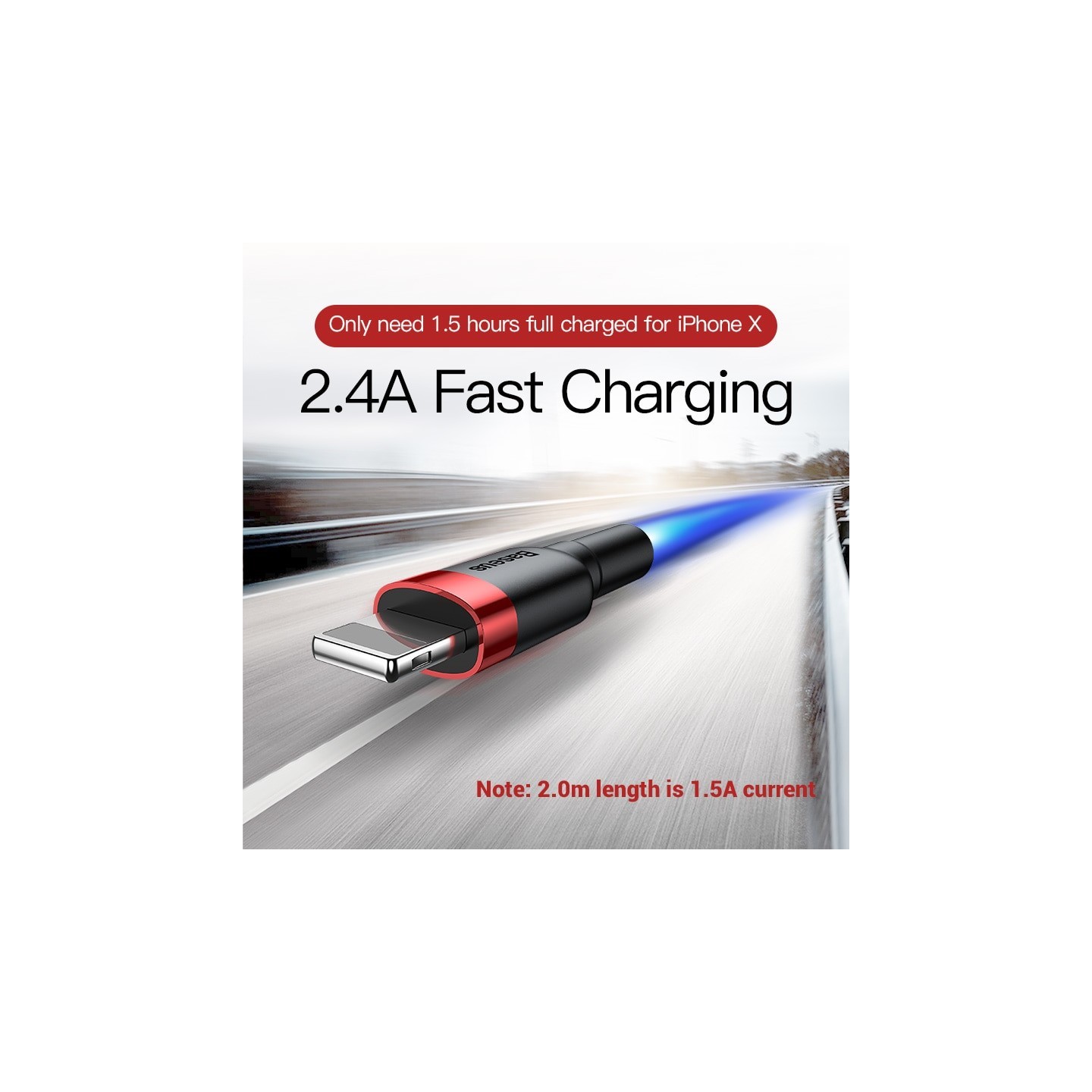 Baseus Cafule Braided Lightning Cable - 2.4A - 1.0m - Grey — Buy in Cyprus with Fast Delivery