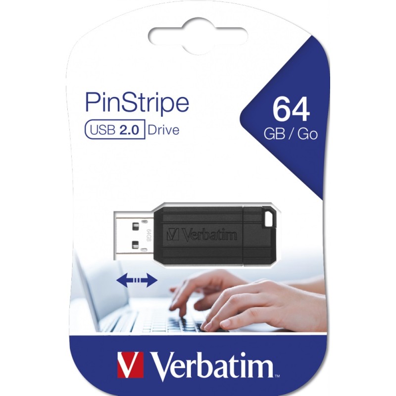 Buy Verbatim USB Drive Pinstripe - 64GB Black - USB 2.0 in Cyprus, Nicosia, Limassol, Larnaka, Pafos
