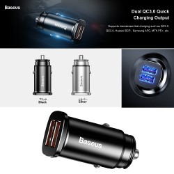 Buy Baseus Sq Metal Dual QC3.0 30W Car Charger - CCALL-DS01 - Sq Metal Dual QC3.... in Cyprus, Nicosia, Limassol, Larnaka, Pafos