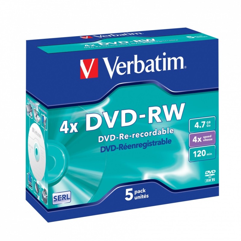Buy Verbatim DVD-RW 4.7GB 4X 5-Pack Jewel Case Matt Silver - 43285 - DVD-RW 4.7G... in Cyprus, Nicosia, Limassol, Larnaka, Pafos