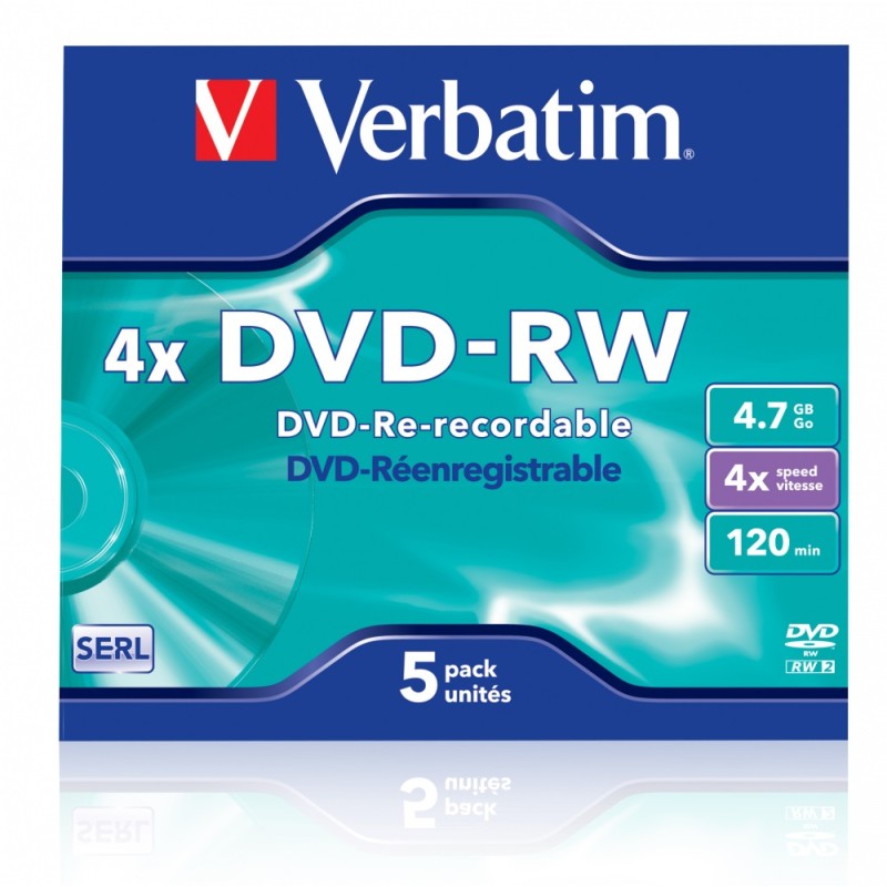 Buy Verbatim DVD-RW 4.7GB 4X 5-Pack Jewel Case Matt Silver - 43285 - DVD-RW 4.7G... in Cyprus, Nicosia, Limassol, Larnaka, Pafos
