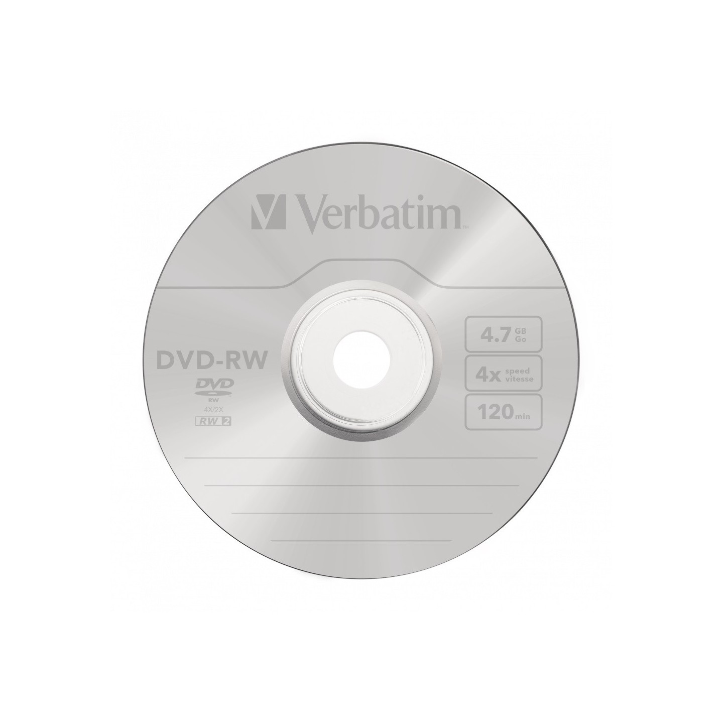 Verbatim DVD-RW 4.7GB 4X 5-Pack Jewel Case Matt Silver - 43285 - DVD-RW 4.7GB 4X 5-Pack Jewel Case Matt Silver