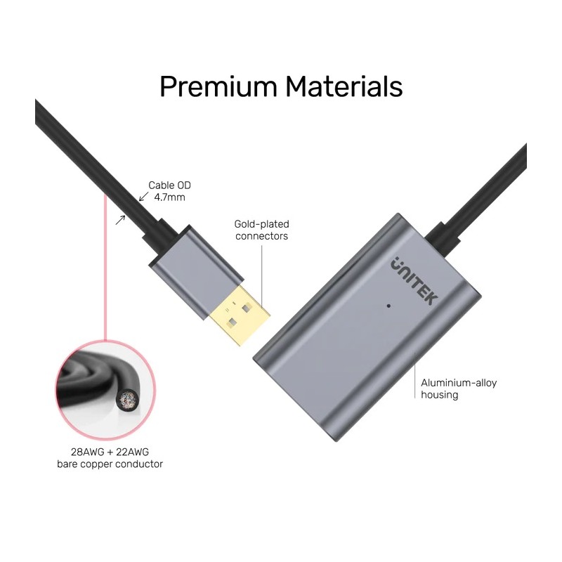 Buy Unitek UCE USB-A 2.0 Active Extension Cable - Y-272 - USB-A 2.0 Active Exten... in Cyprus, Nicosia, Limassol, Larnaka, Pafos