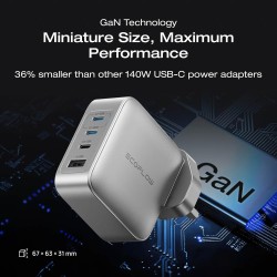 Buy EcoFlow Charge Wall RAPID Pro - 140W 4 Ports GaN UK Silver in Cyprus, Nicosia, Limassol, Larnaka, Pafos