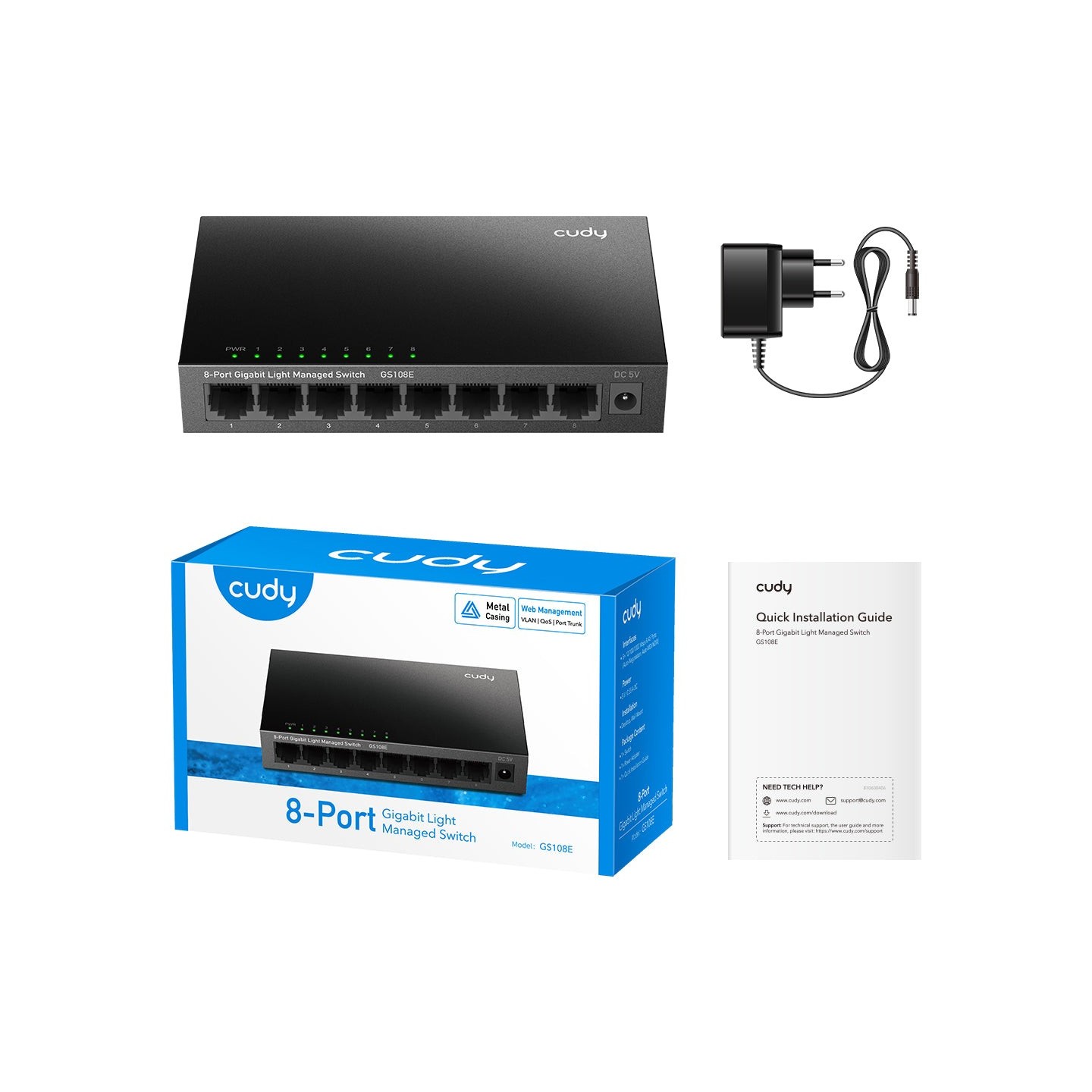 Cudy Switch - GS108E - Gigabit Ethernet Light Managed 8-Port — Buy in Cyprus with Fast Delivery