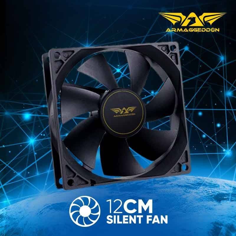 Armaggeddon SILENT-12 120mm Case Fan - Hydro Bearing 1100 RPM 30.5 CFM Black - SILENT12BLK (Boxed)