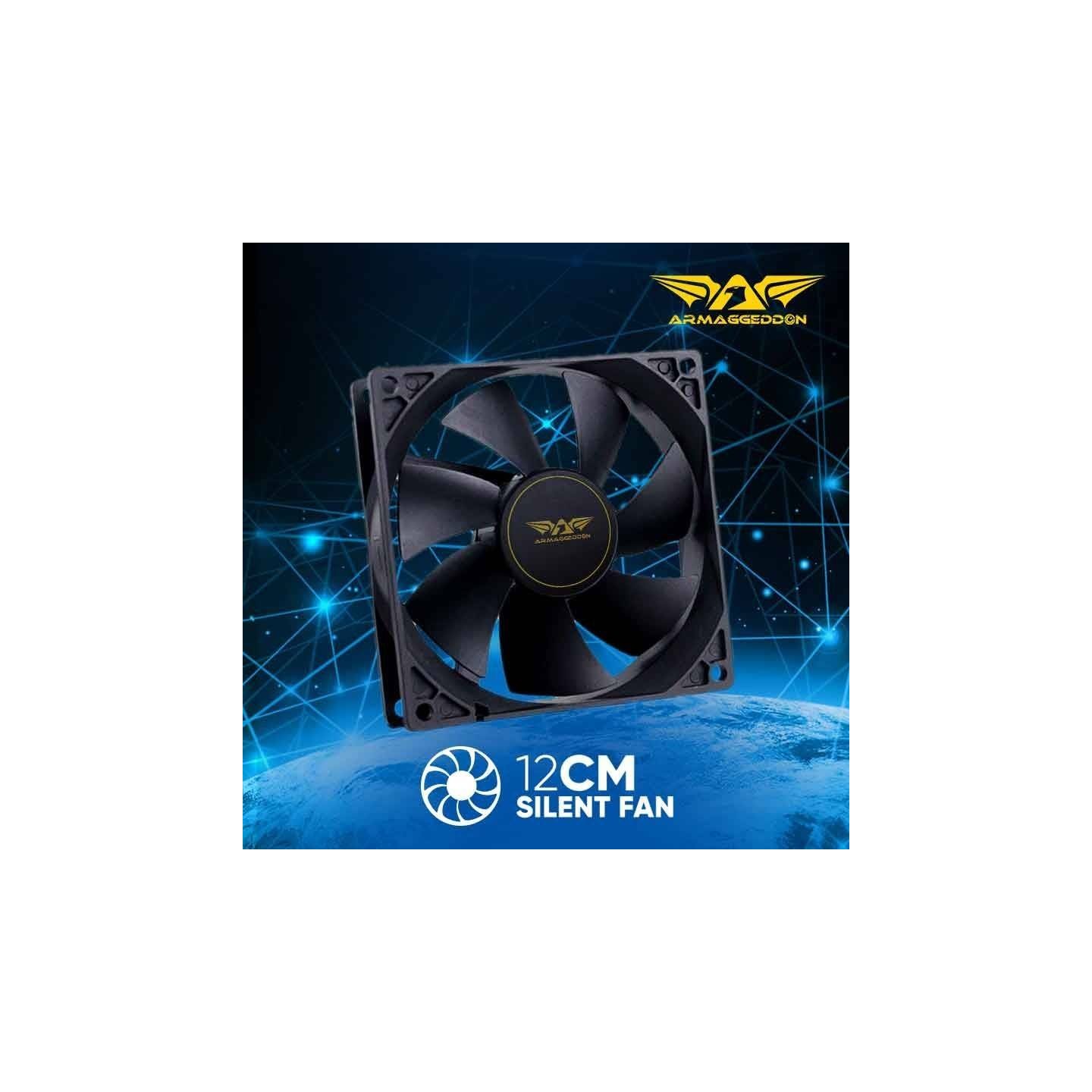 Armaggeddon SILENT-12 120mm Case Fan - Hydro Bearing 1100 RPM 30.5 CFM Black - SILENT12BLK (Boxed)