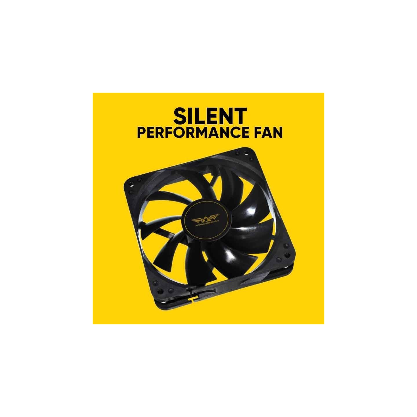 Armaggeddon SILENT-12 120mm Case Fan - Hydro Bearing 1100 RPM 30.5 CFM Black - SILENT12BLK (Boxed)