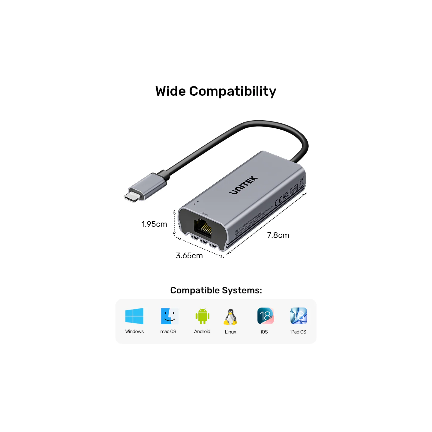 Unitek Converter USB-C to LAN - U1343A - 5GbE Ethernet — Buy in Cyprus with Fast Delivery