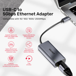 Unitek Converter USB-C to LAN - U1343A - 5GbE Ethernet — Buy in Cyprus with Fast Delivery