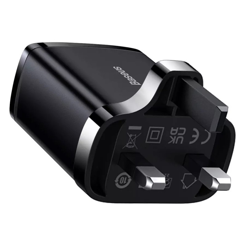 Buy Baseus Charger Wall - 30W USB-C 2xUSB-A UK Black in Cyprus, Nicosia, Limassol, Larnaka, Pafos