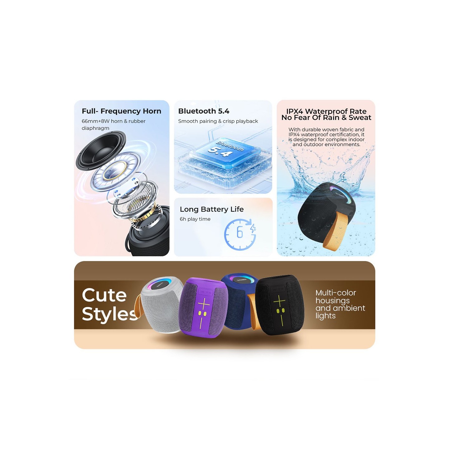 SonicGear Portable Speaker - SONICGO! 5 - TWS BT USB FM RGB Storm White — Buy in Cyprus with Fast Delivery