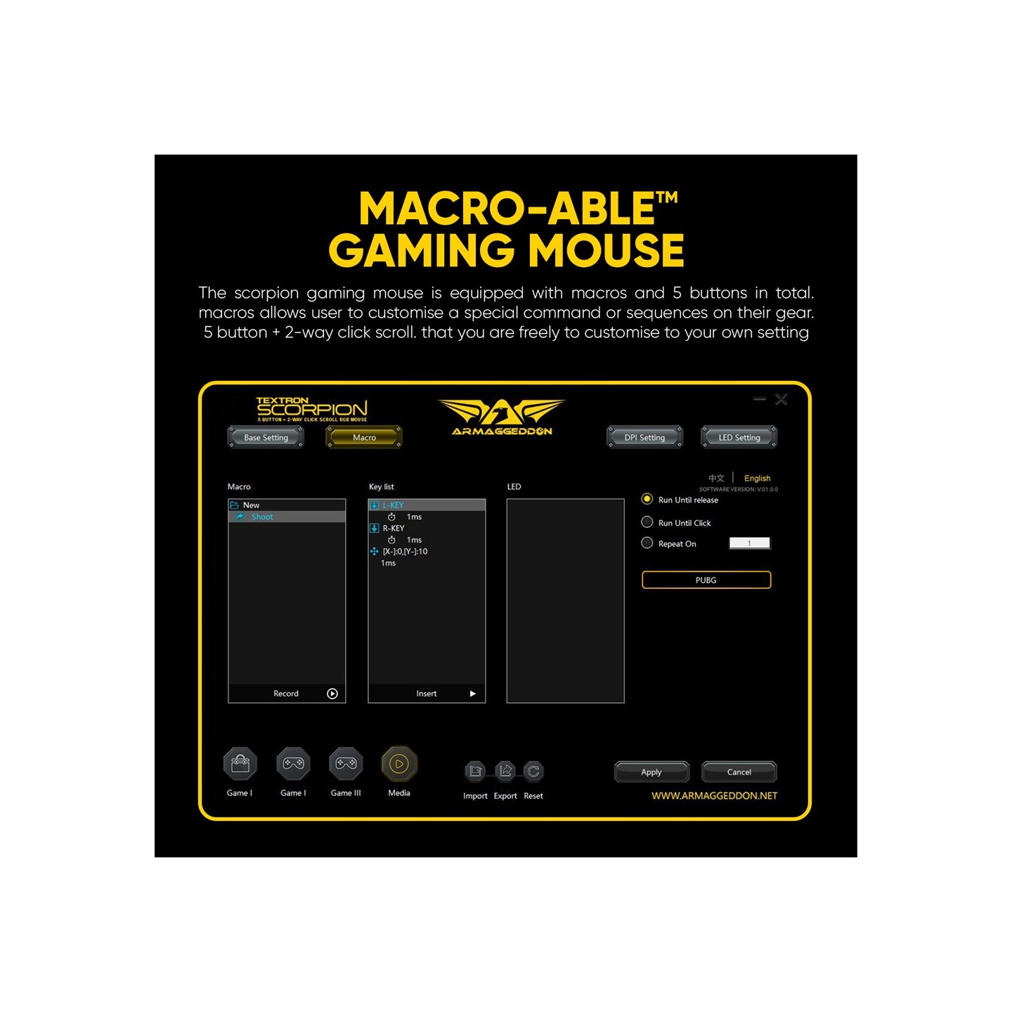 Armaggeddon Scorpion 7 Lite Wired RGB Gaming Mouse - 12800 CPI (Boxed) — Buy in Cyprus with Fast Delivery