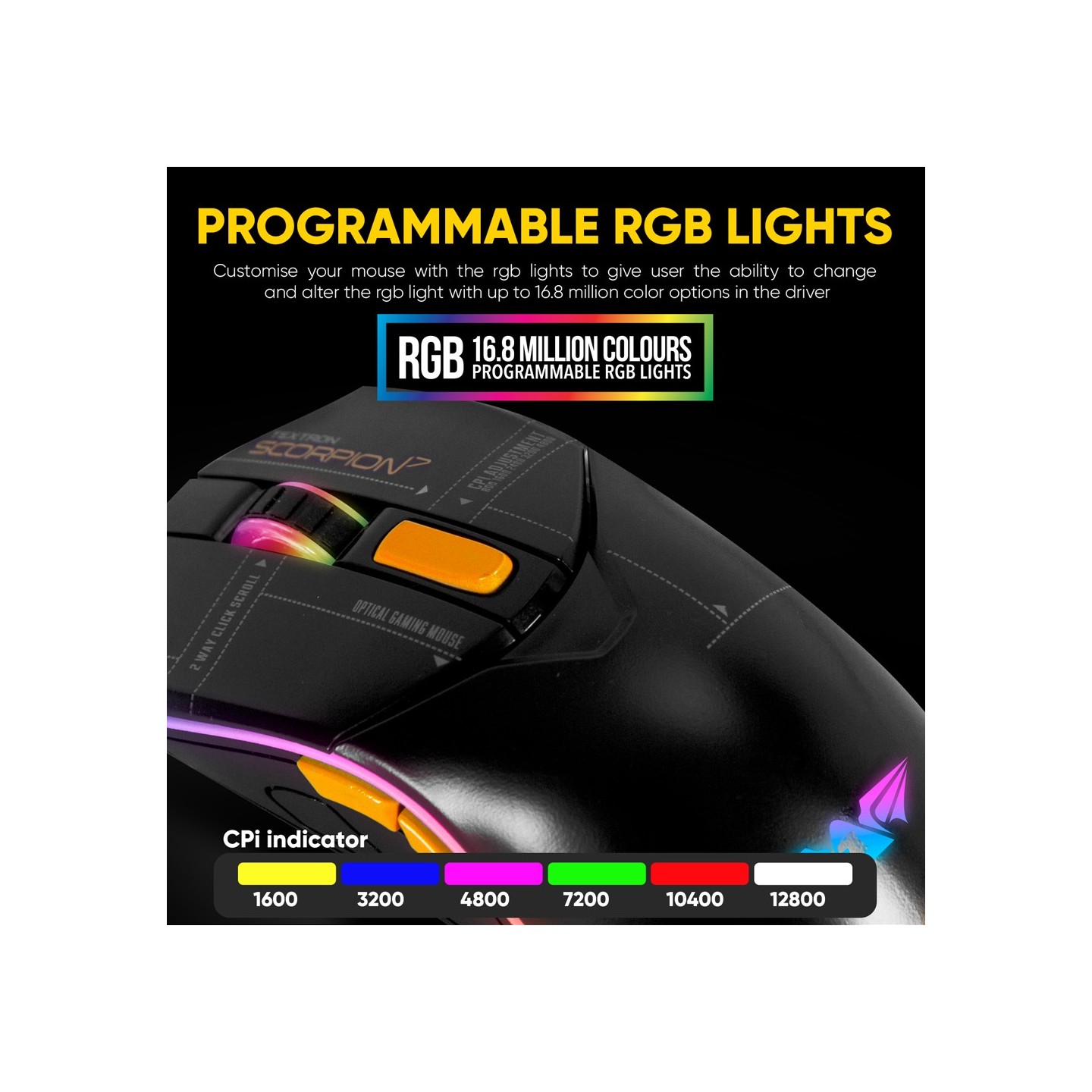 Armaggeddon Scorpion 7 Lite Wired RGB Gaming Mouse - 12800 CPI (Boxed) — Buy in Cyprus with Fast Delivery