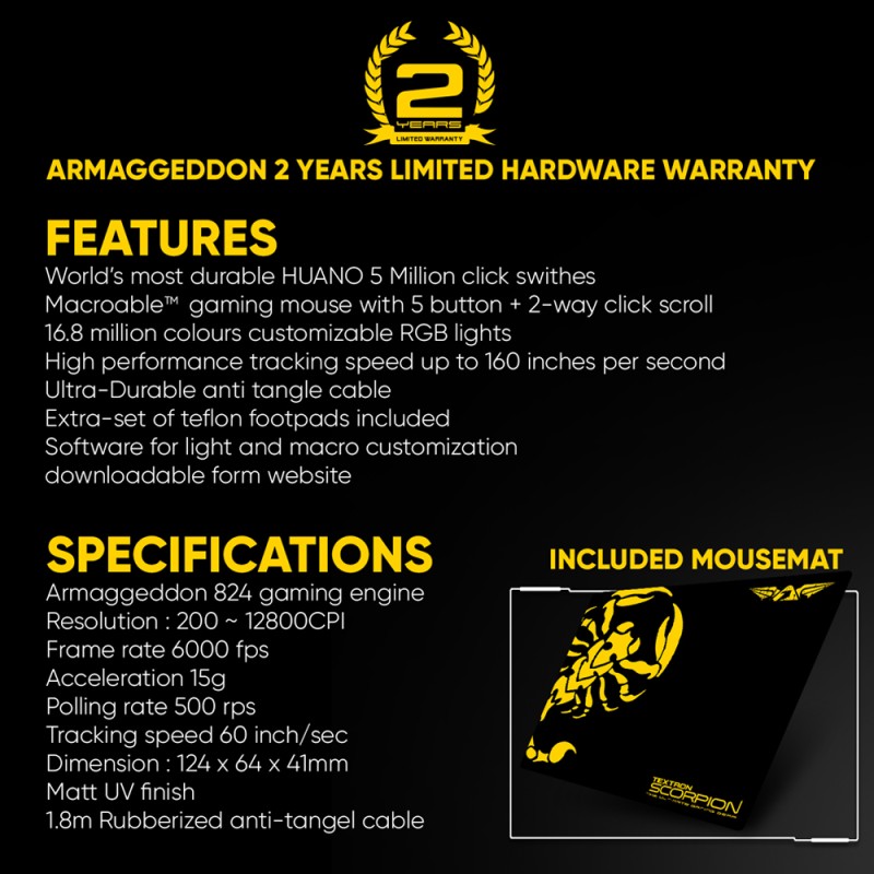 Buy Armaggeddon Gaming Mouse - SCORPION 7 Lite - Wired in Cyprus, Nicosia, Limassol, Larnaka, Pafos