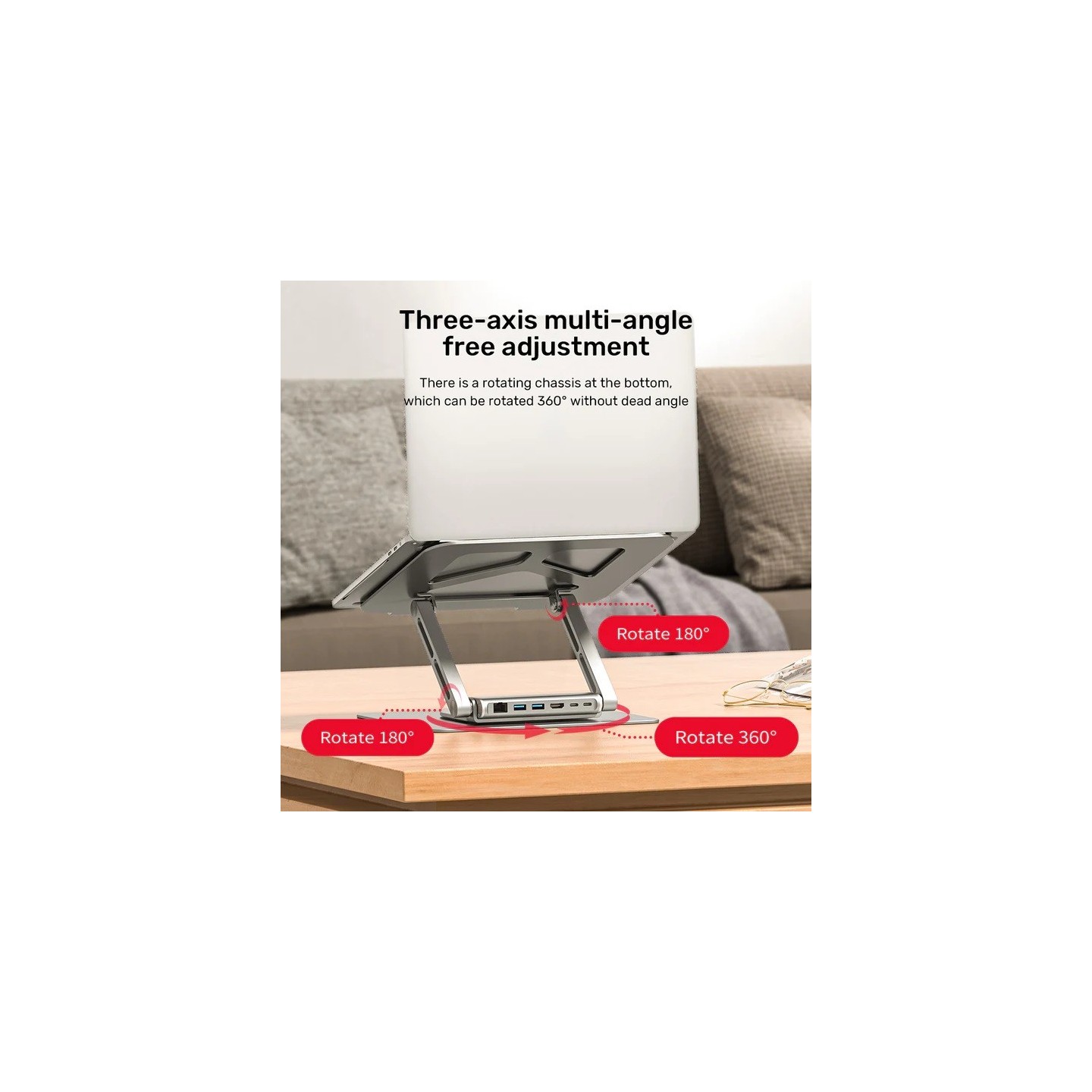 Unitek Laptop Stand with USB Hub - D1109A - 4K60Hz HDMI + Gb LAN + PD100W — Buy in Cyprus with Fast Delivery