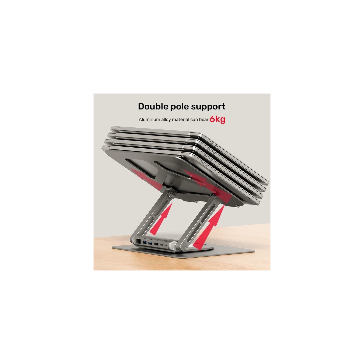 Unitek Laptop Stand with USB Hub - D1109A - 4K60Hz HDMI + Gb LAN + PD100W — Buy in Cyprus with Fast Delivery