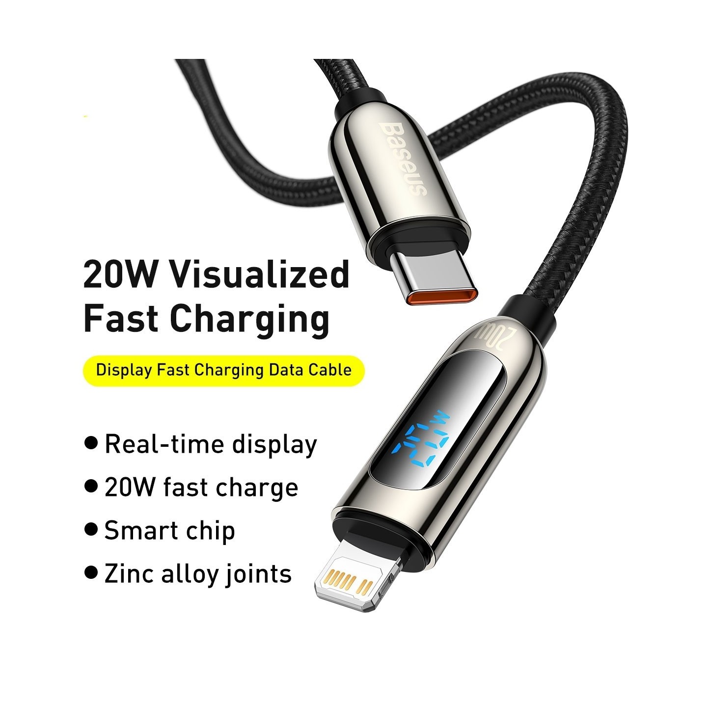Baseus Cable Lightning to USB-C - Display, 20W, 1m, Black — Buy in Cyprus with Fast Delivery