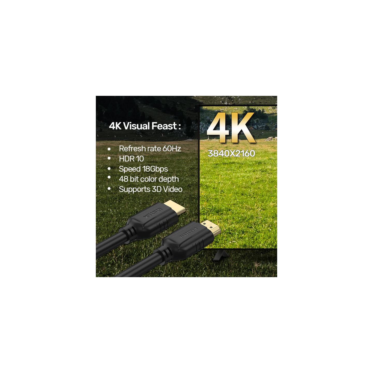 Unitek HDMI 2.0 Cable - C11079BK-3M - 2.0, 3.0m — Buy in Cyprus with Fast Delivery