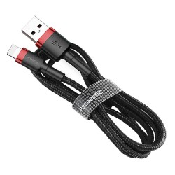Buy Baseus Cafule Braided Lightning Cable - 2A 3m Black Red in Cyprus, Nicosia, Limassol, Larnaka, Pafos
