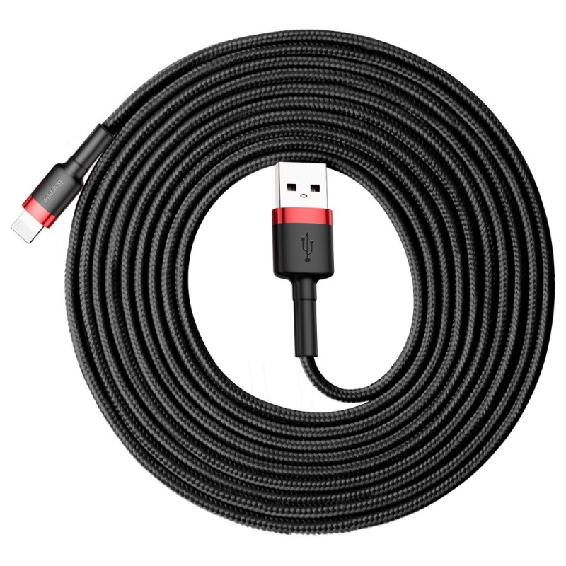 Buy Baseus Cafule Braided Lightning Cable - 2A 3m Black Red in Cyprus, Nicosia, Limassol, Larnaka, Pafos