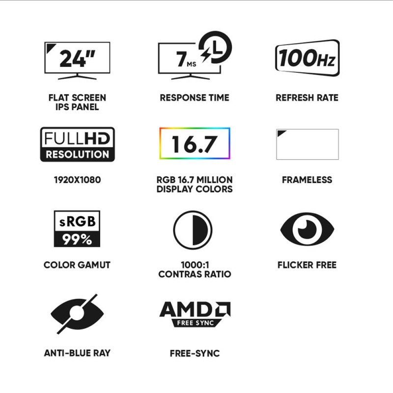 Buy Armaggeddon PF24HD Super-100 - IPS Frameless Monitor 100Hz Black in Cyprus, Nicosia, Limassol, Larnaka, Pafos