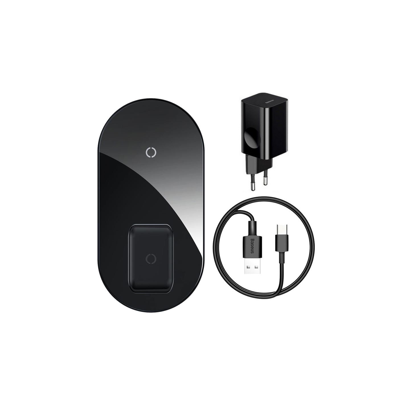 Baseus Simple 2in1 QI Wireless Charger Turbo Edition 24W Black - 2in1, QI Wireless Charger, Turbo Edition, 24W, Black