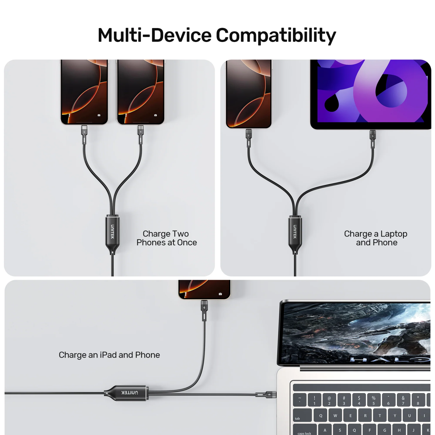 Unitek USB-C Cable - C14146ABK01-1.8M - PD100W 2-in-1 Dual Charging — Buy in Cyprus with Fast Delivery