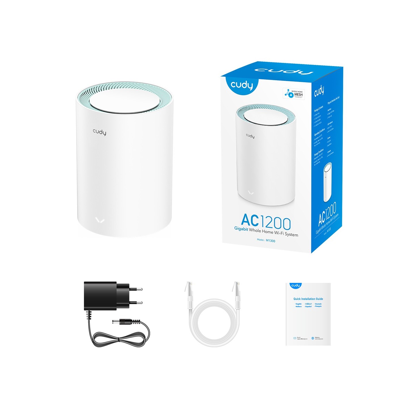 Cudy Whole Home Mesh - M1300 - Extra Unit AC1200 Dual Band Gigabit Wi-Fi 1-Pack — Buy in Cyprus with Fast Delivery