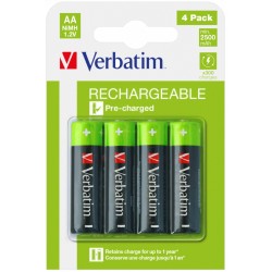 Buy Verbatim Rechargeable AA 2500mAh Batteries (4pcs) - Rechargeable AA 2500mAh ... in Cyprus, Nicosia, Limassol, Larnaka, Pafos