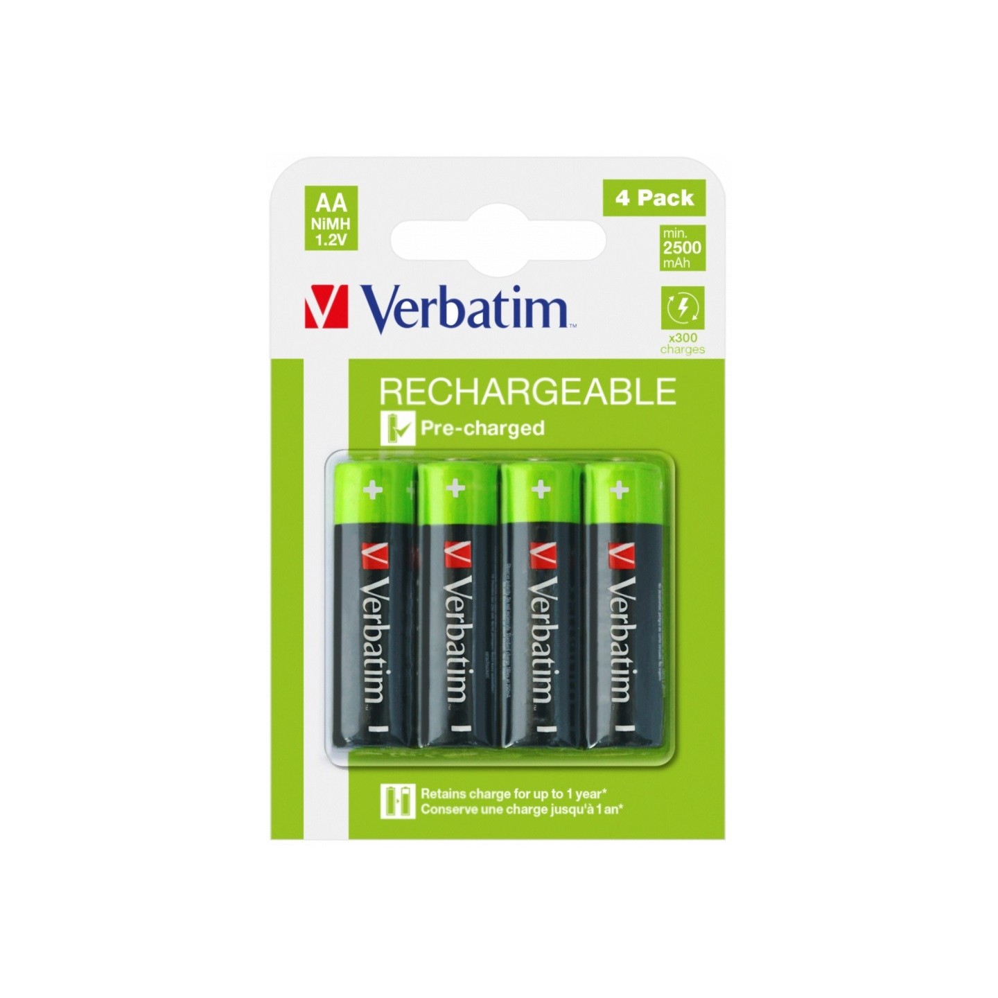 Verbatim Rechargeable AA 2500mAh Batteries (4pcs) - Rechargeable AA 2500mAh Batteries — Buy in Cyprus with Fast Delivery
