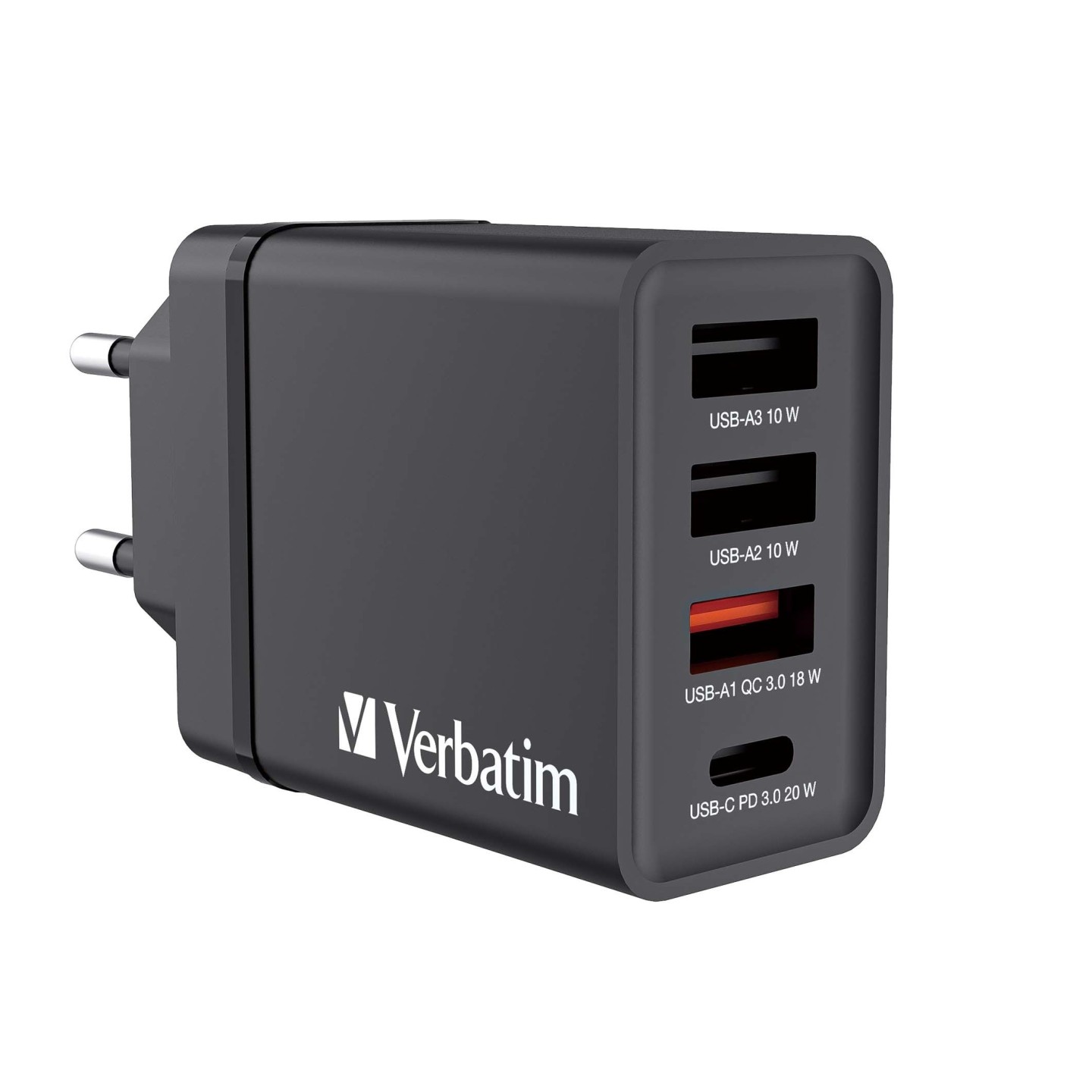 Verbatim Wall Charger - CHR-30EU1 - 30W EU Plug 1 x USBC20W 3 x USBA Black — Buy in Cyprus with Fast Delivery